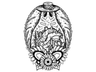 The heart of a ghost in wheat art atmosphere branding design digital digital art ghost heart holiday illustration illustrator merch print sketch summer tattoo tattoo art