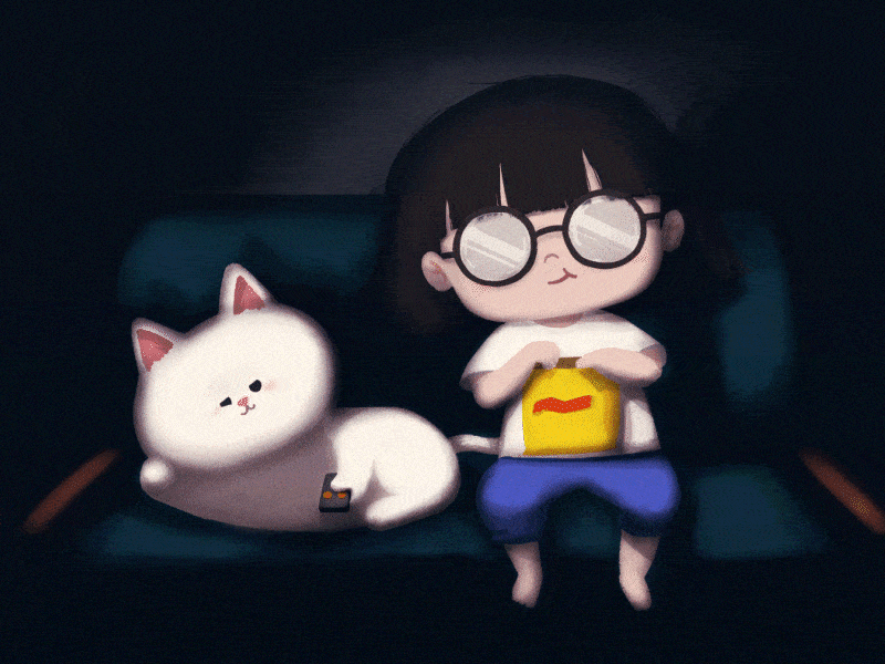 My weekend 📺 cat character cute digitalart doodle drawing girl illust illustration photoshop weekend