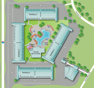 Avanti International Resort in Orlando, Florida adobe illustrator cartography hotel hotel map map resort resort map tourism travel