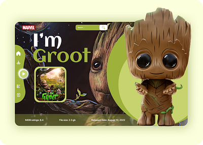 Groot branding design groot hero section movie streaming sit ui