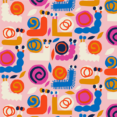 Snail Pattern animal animalillustration colourful flat flatstyle illustration kids nature pattern patterndesign playful
