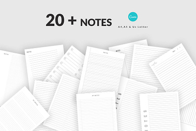 Notes Template clean daily design digital notes editable happy planner logo minimal notes notes template paper student notes ui