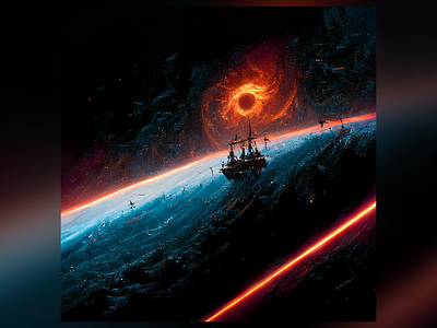 Black hole and pirates in space ai blackhole graphic design space