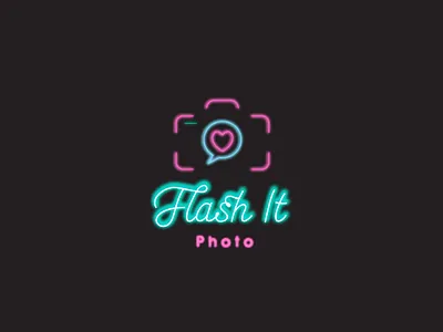 Neon light photography or camera logo mathan kumar wordmark logo