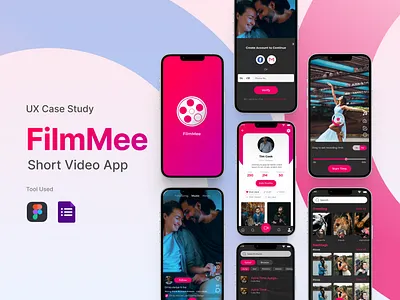 FilmMee Short Video App branding design graphic design mobileapp musicvideoapp typography ui userexperience ux