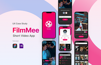 FilmMee Short Video App branding design graphic design mobileapp musicvideoapp typography ui userexperience ux
