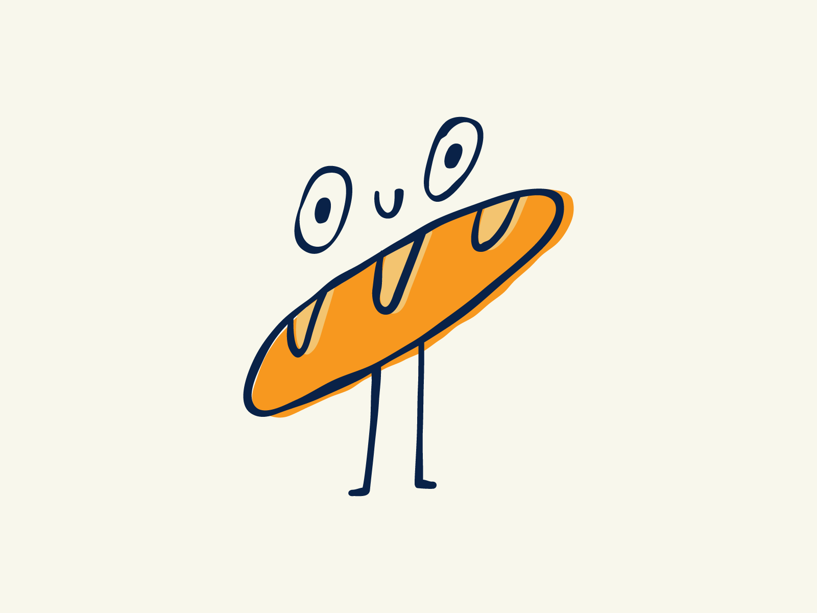 French baguette baguette branding breakfast character cute design flat food fun funny graphic design icon illustration little logo mark symbol аfrench