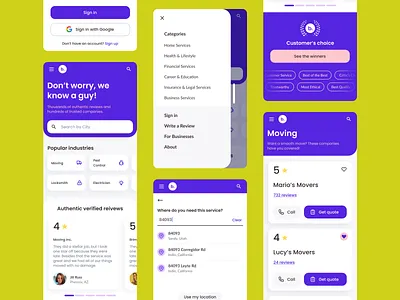 Lead Gen Mobile Site companies concept curves landing leads mobile purple quote search ui