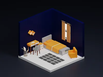 3D Isometric Sleeping Room 3d 3disometric design3d graphic design sleepingroom