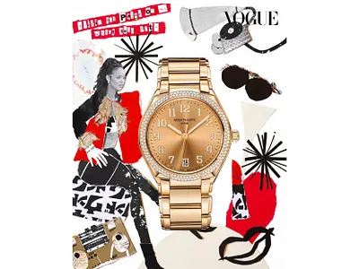 Illustration for Vougue Thailand collage color design editoral illustration mixed media painting paper collage paperart watch