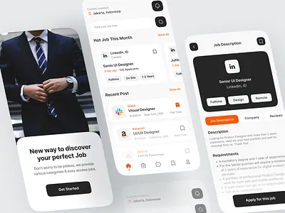 Joki - Job Finder App career employee find job find work hire hiring ios job job find job finder job listing job portal job search mobile mobile app mobile design ui uiux ux