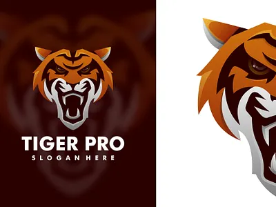 Tiger Pro 3d animal colorful design gradient graphic design illustration logo tiger vector