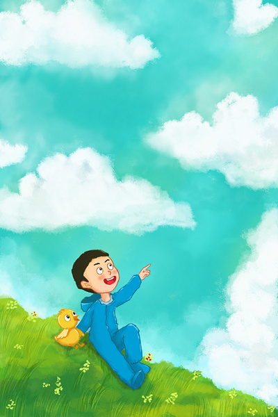 Look! That's a happy whale! bookillustration chick cloudy digital art drawing illustration