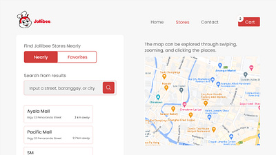 Jollibee UI Stores Page graphic design ui website