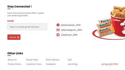 Jollibee UI Contact Page graphic design ui website