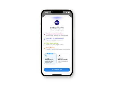 Start subscription - Go Pro appui design graphic design logo mobileapp product design subscription ui ux