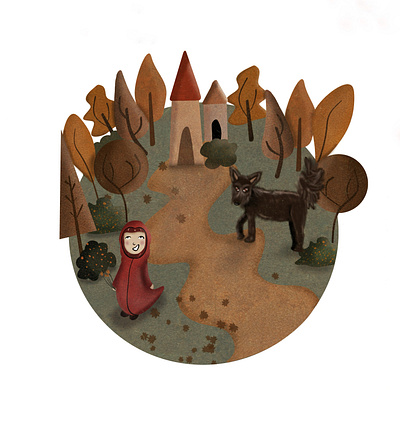 Little red riding hood 2d illustration character design children art cute art dribbble kids kidlitart kidsillustration playful art storybook illustration whimsical