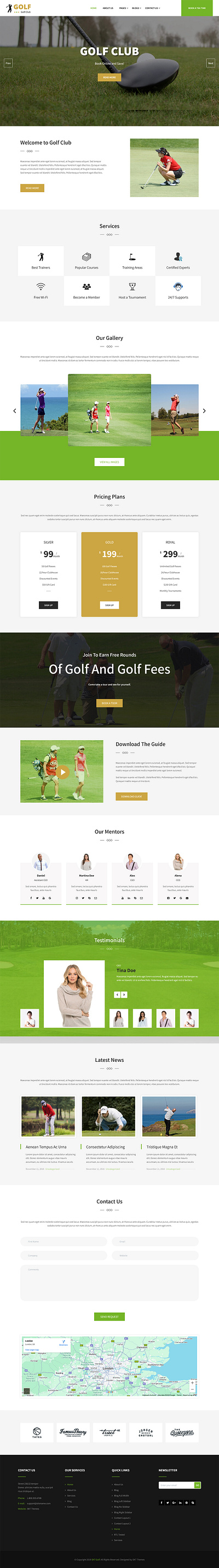 SKT Golf Lite - Free Golf WordPress Theme sports league wp theme