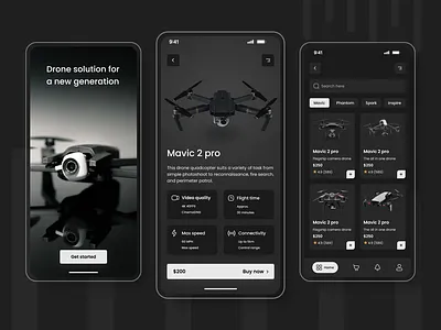 Drone app design graphic ui ux