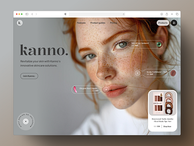 Kanno. Ecommerce beauty and skincare store beauty buy care cosmetics ecommerce figma health landing shop skin store ui