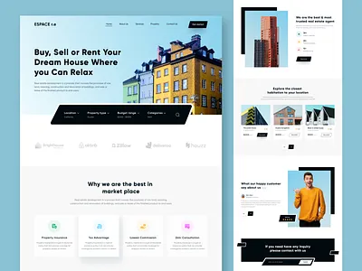 Real Estate landing page apartment application branding buy color design landing page minimal property real state real state agency real state landing page rent sell ui uiux ux web design website