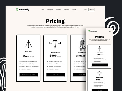 Remotely - pricing page design illustration inspiration pricing ui vector web webdesign website