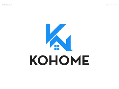 kohome Realestate logo Design a b c d e f g h blue brand guideline branding brandmark clean color design dribbble graphic design house logo lettermark logo logo design logos logotype minimal modern realestate typography