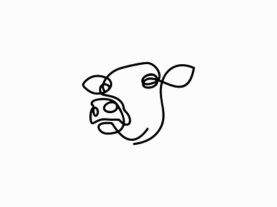 One Line Cow Logo for Sale abstract animal beef branding bull cattle cow dairy design farm flat illustration line livestock logo mark milk original simple vector