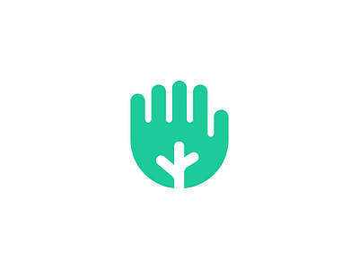 Handprint concept branding climate change earth ecology geometry green grow hand icon illustration logo mark minimal recycle regeneration sprout sustainable tree