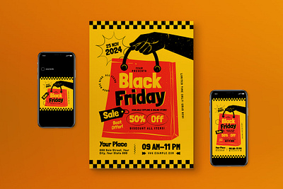 Yellow Hand Drawn Retro Black Friday black friday black friday promotion black friday sale design discount flyer graphicook graphicook studio hand drawn hand drawn style instagram post instagram story poster promo promotion sale social media yellow