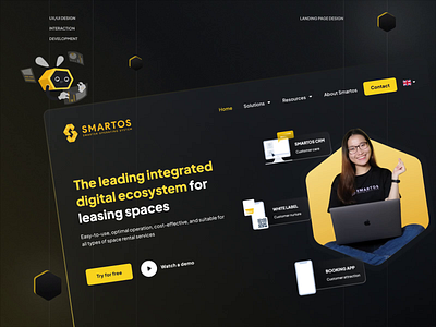 Smartos - Landing Page for Rental Space Management System 3d animation branding graphic design logo motion graphics ui uiux design