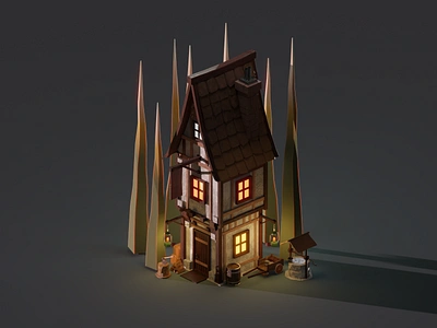 Medieval House 3d 3ddesign assets blender blender3d cycles design gameassets gamedesign gamedev housedesign isometric lowpolyart medieval ui