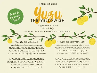 Yuzu The Yellowish Font Duo cute display font font script font type face yuzu the yellowish