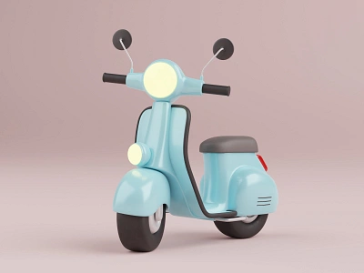 3D Scooter - Vespa 3d blender cartoon city cute design illustration illustrations italian italy kawaii library moto motocycle render resources studio stylized vehicles vespa