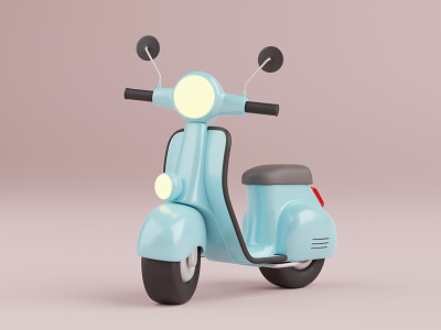 3D Scooter - Vespa 3d blender cartoon city cute design illustration illustrations italian italy kawaii library moto motocycle render resources studio stylized vehicles vespa