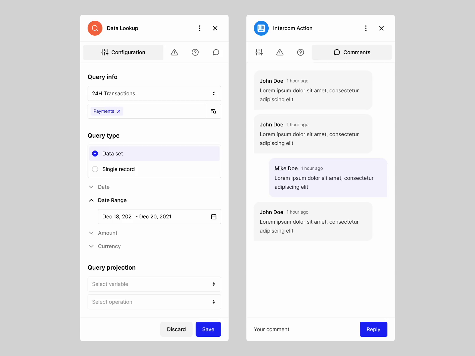 Example of Node Settings Modal