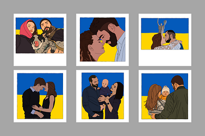 Ukrainians 💛💙 Couples and families couples family illustration love portrait procreate ukraine ukrainians