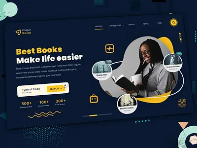 Landing Page branding call to action hero section landing page layout modern design online bookstore top 3 books typography ui unique ux web design