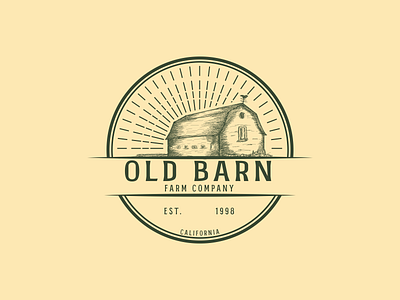 OLD BARN LOGO adobe illustrator branding classic design farm logo graphic design hand drawn logo illustration logo simple logo vector vintage vintage logo