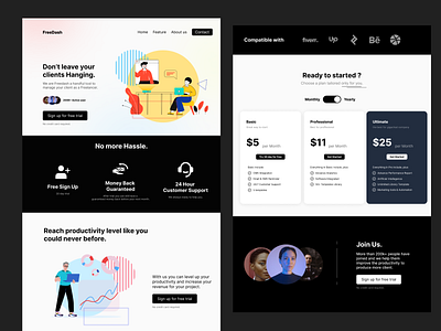 FreeDash - SaaS Landing Page Web Design Ideas branding design landing page landing page website saas landing page ui web web design