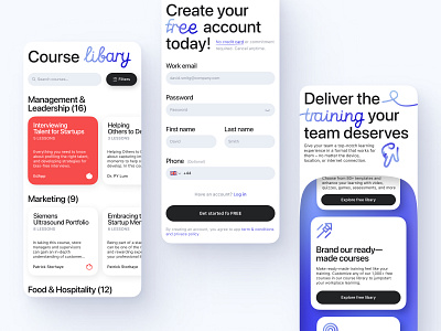Online courses account air blue cards courses create design digital filters form handwritten headlines input lines management marketing phone search team ui