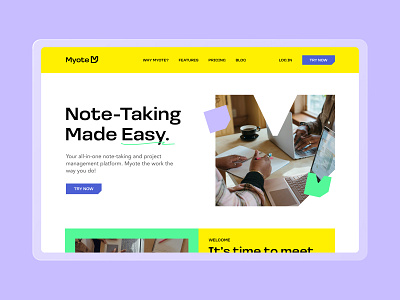 Myote Web Design brand identity branding figma landing page minimal notion ui web design