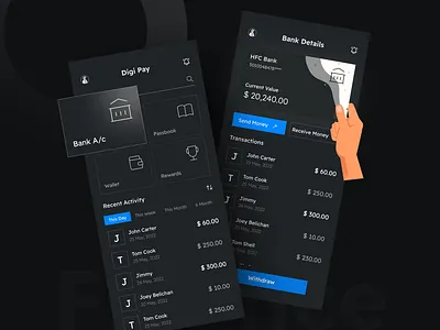 Finance- Finance App app app design bank banking app dark theme design finance finance app fintech ill illustration mobile ui ui ux