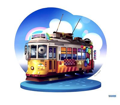 Tram bubble collection series colorful cool illustration journey junk nice ocean rainbow raspy rusted shine tramway transport travel vehicle