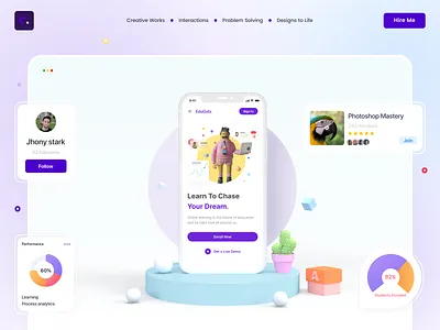 Creative Works creative works hiring landing page interaction hero section landing page saas landing page ui ui design website design