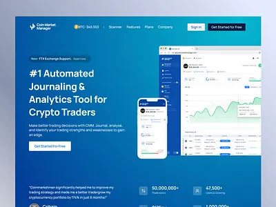 Coin Market Manager Landing Page bitcoin blockchain crypto crypto website cryptocurrency ethereum fintech landing page trading trendy ui ui ux