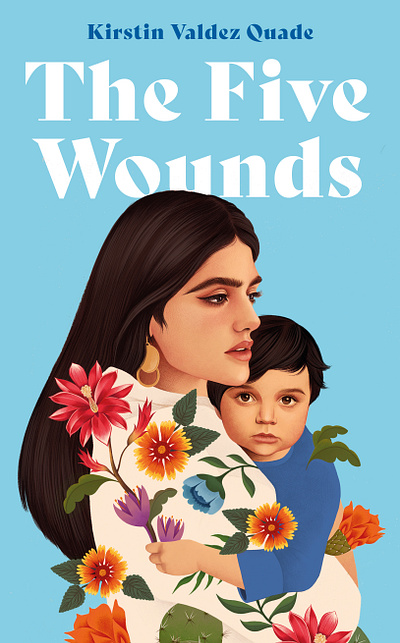 The Five Wounds book cover digital flowers folioart illustration mercedes debellard mother portrait