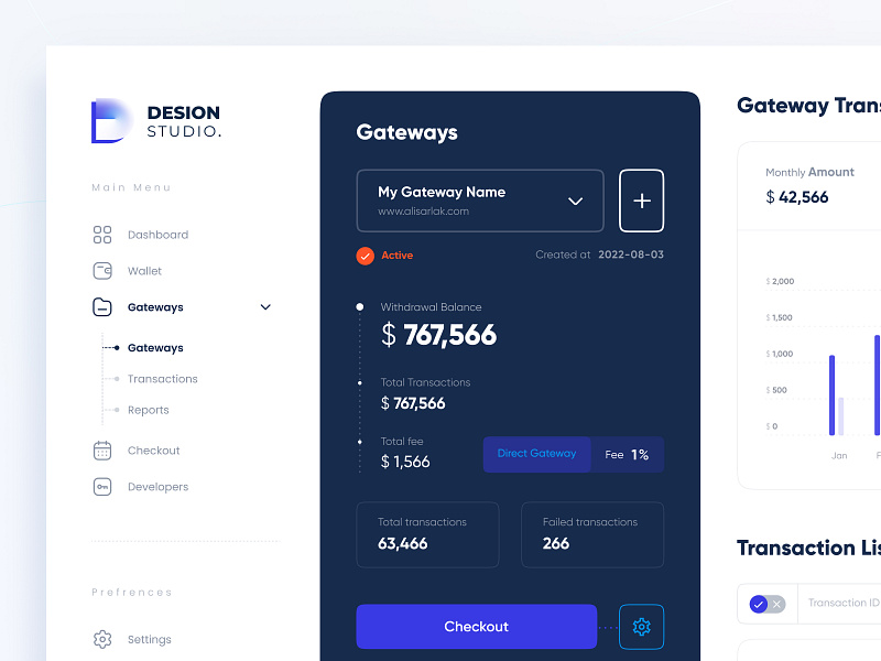 Zibal - Redesign of the Gateways Page bank blue chart clean creative dashboard design fintech gateway minimal ui ux website zibal