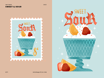Sweet & Sour beautiful challenge collection desert design digital fruit handlettering illustration minimal simple sour stamp sweet texture typography