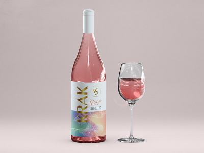 KRAK Rose - Label Design branding design gradient graphic design label packaging pink rose wine